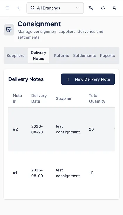 OxPOS consignment delivery notes on a phone